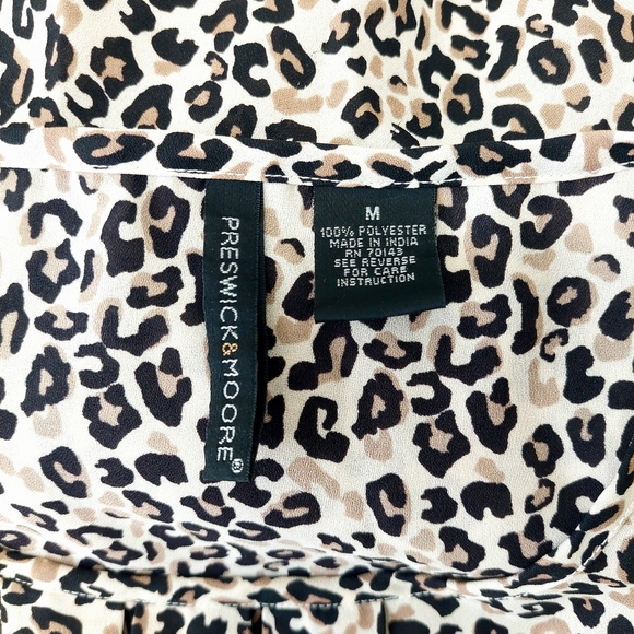 Preswick & Moore Leopard Print Blouse Lightweight Flowy Sz M - Picture 4 of 9